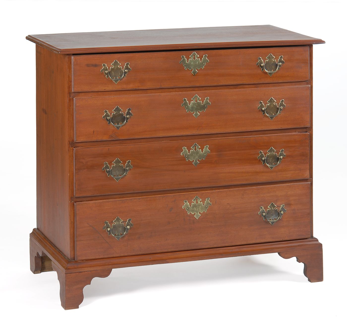 Appraisal: CHIPPENDALE FOUR-DRAWER CHEST In hardwood with most of original red-wash