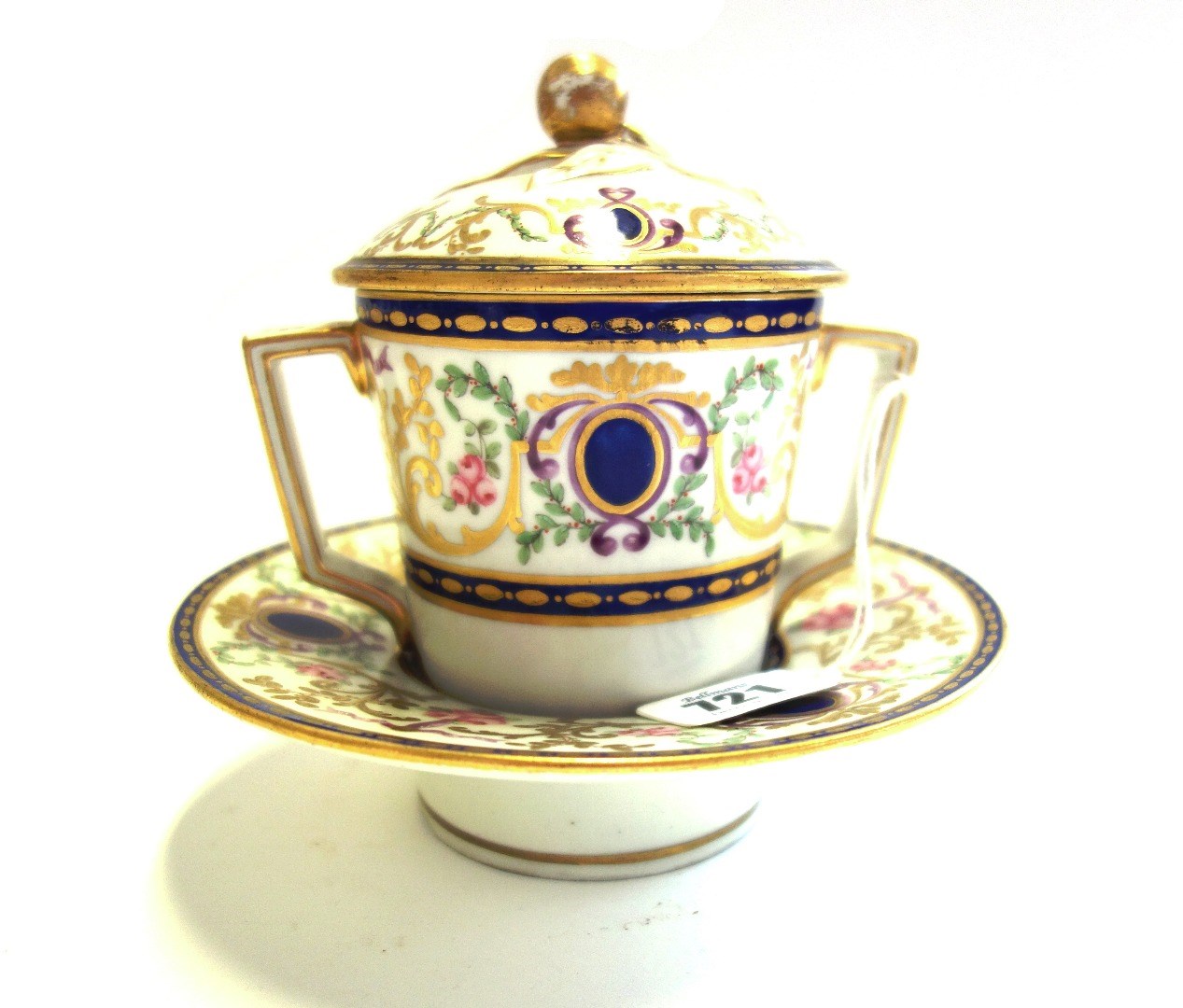 Appraisal: A Sevres style porcelain chocolate cup cover and stand th