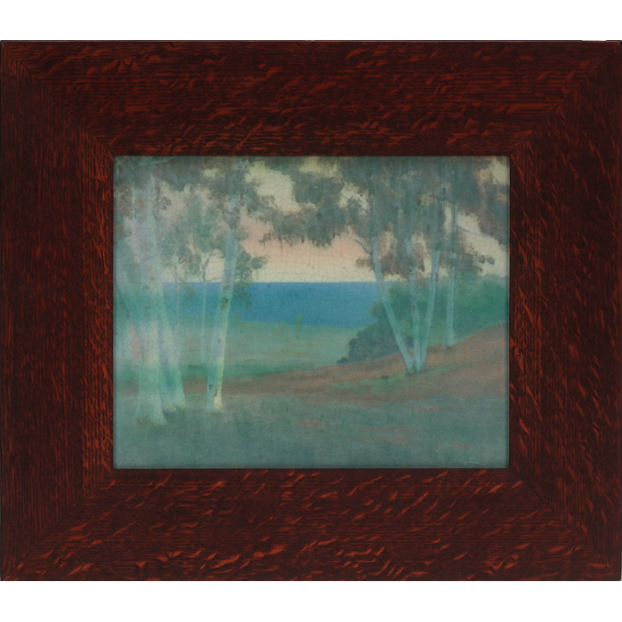 Appraisal: Good Rookwood plaque Vellum glaze titled Glimpse of the Sea