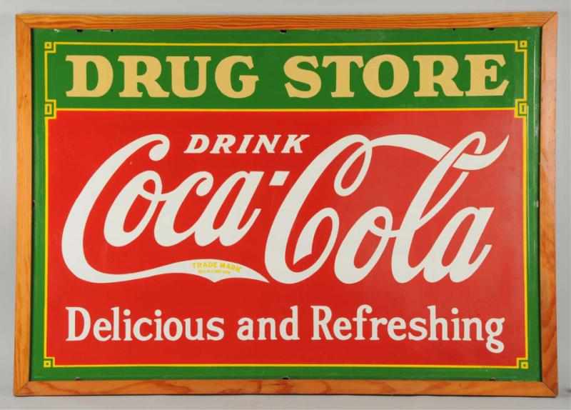 Appraisal: s Coca-Cola -Sided Drug Store Porcelain Sign Great sign in