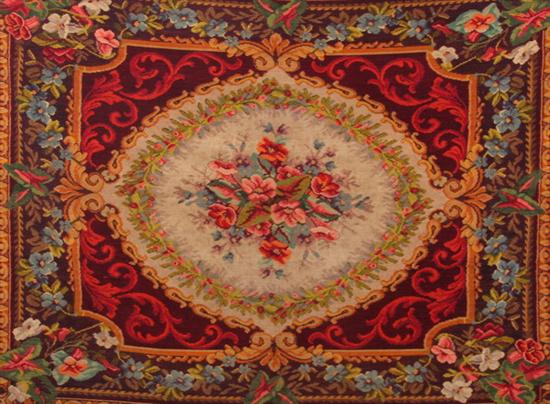 Appraisal: AUBUSSON-STYLE TAPESTRY machine made with attached mounts for hanging App