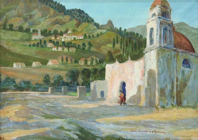 Appraisal: Framed oil on canvas painting Mexican Landscape with Church signed