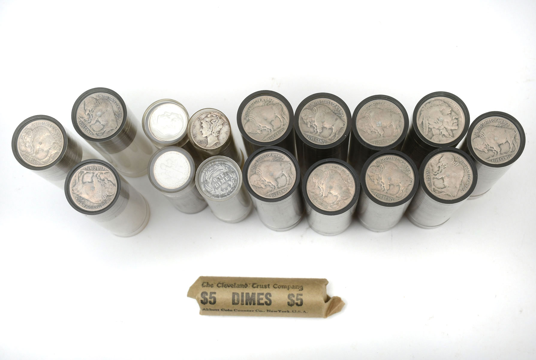 Appraisal: ROLLS OF SILVER DIMES ROLLS OF BUFFALO NICKLES - Rolls