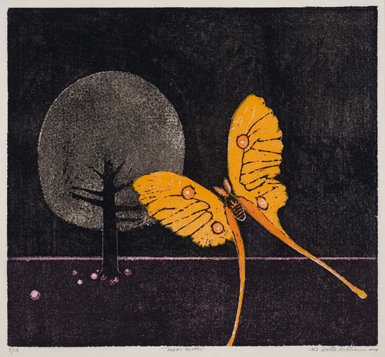 Appraisal: WALTER WILLIAMS - Moon Moth Color woodcut on cream Japan