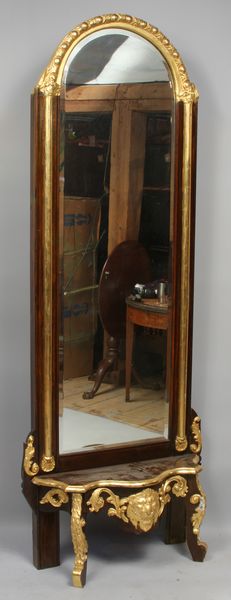 Appraisal: th Century French walnut and giltwood pier mirror x x