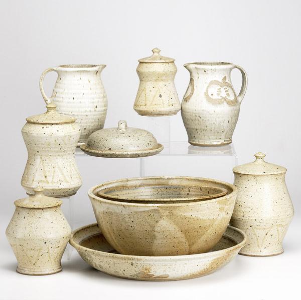 Appraisal: GARY BAXTER Ten pieces of stoneware include cannister set two