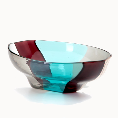 Appraisal: FULVIO BIANCONI VENINI Spicchi bowl of fused aubergine aqua clear