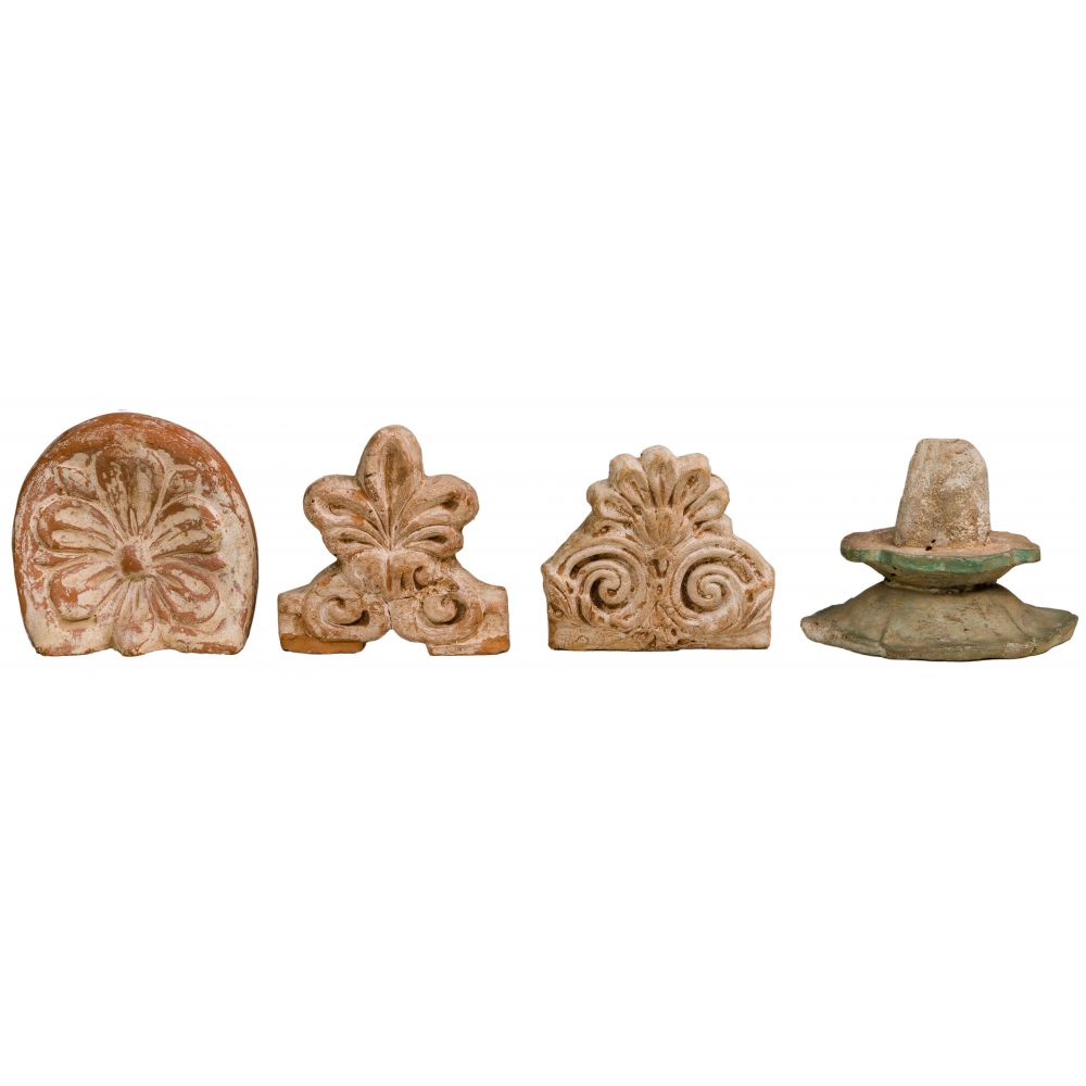 Appraisal: GREEK CLASSICAL TERRACOTTA ROOF TILE ASSORTMENT items having molded floral