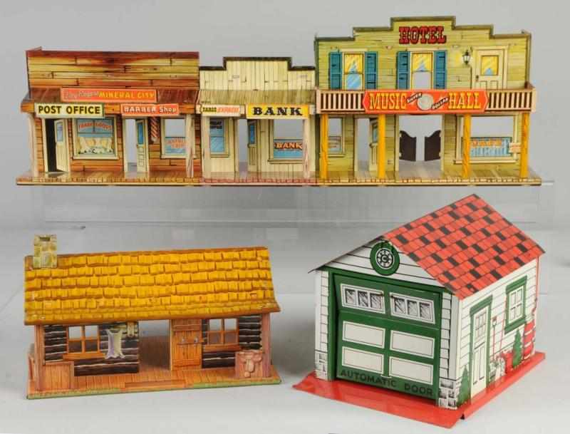 Appraisal: Lot of Tin Litho Marx Buildings Description American Includes Roy