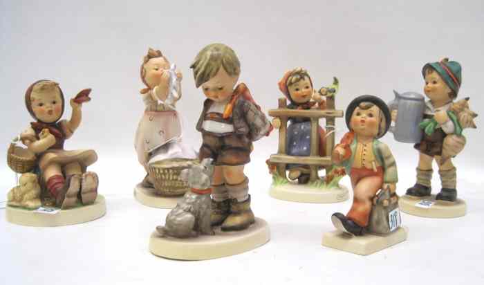 Appraisal: SIX GERMAN HUMMEL PORCELAIN FIGURINES TM- - ''Farewell '' HUM