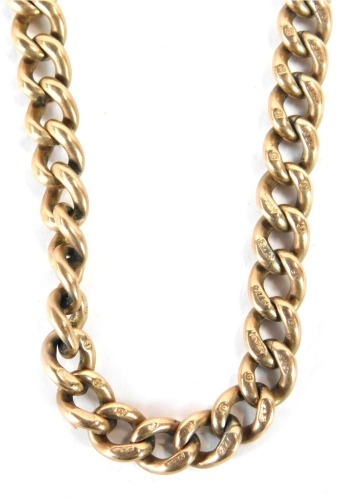 Appraisal: A ct gold curb link watch chain with two clips