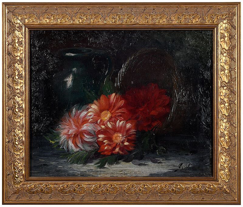 Appraisal: G Olivier Continental th century Still Life with Dahlias signed