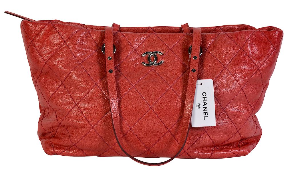 Appraisal: Jumbo CHANEL Red Caviar Leather Tote Bag Chanel red caviar