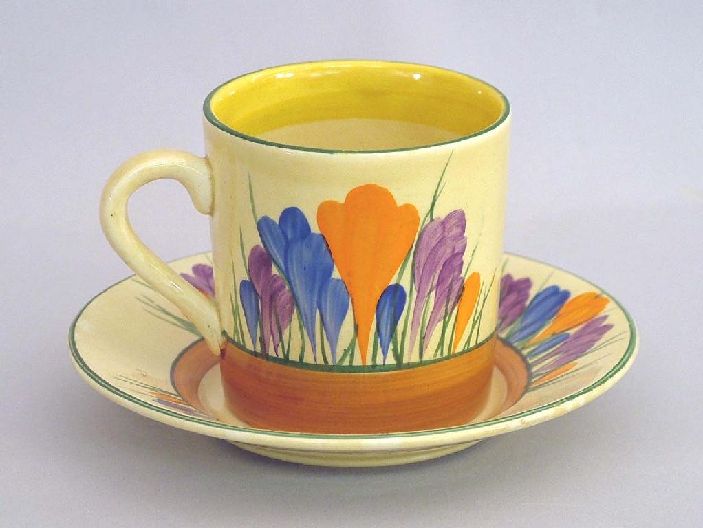 Appraisal: Autumn Crocus' Bizarre coffee can and saucer