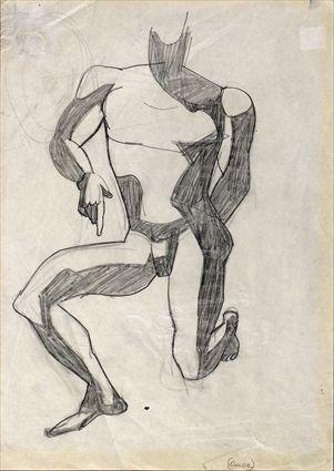 Appraisal: DAVID SMITH - KNEELING MALE NUDE Pencil on paper x