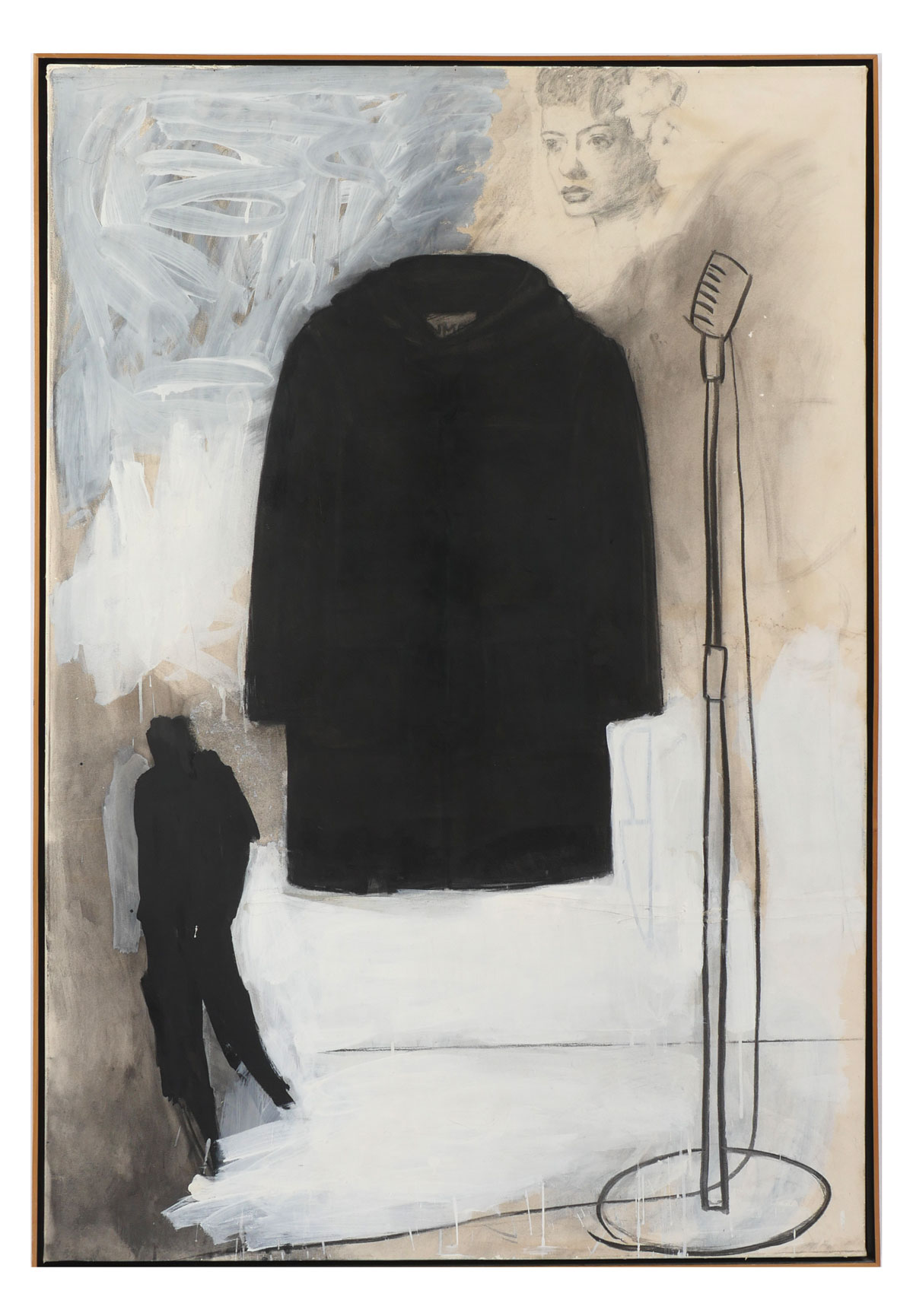 Appraisal: JUAN OLIVA ''DUFFLE COAT'' ARTWORK Mixed Media on Paper Mounted