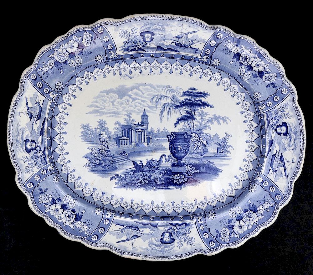 Appraisal: A TH C BLUE TRANSFER PLATTER IN CONOVA PATTERN The