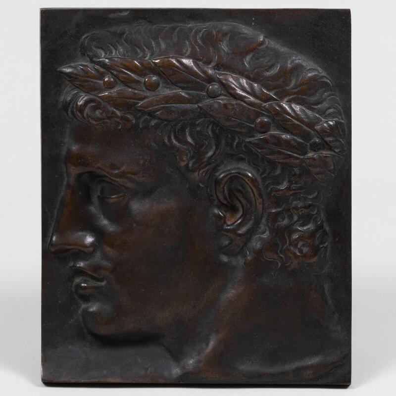 Appraisal: Modern Bronze Plaque of a Roman Caesar Unsigned x in