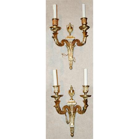 Appraisal: Pair of Louis XVI Style Painted Metal Two-Light Sconces Estimate