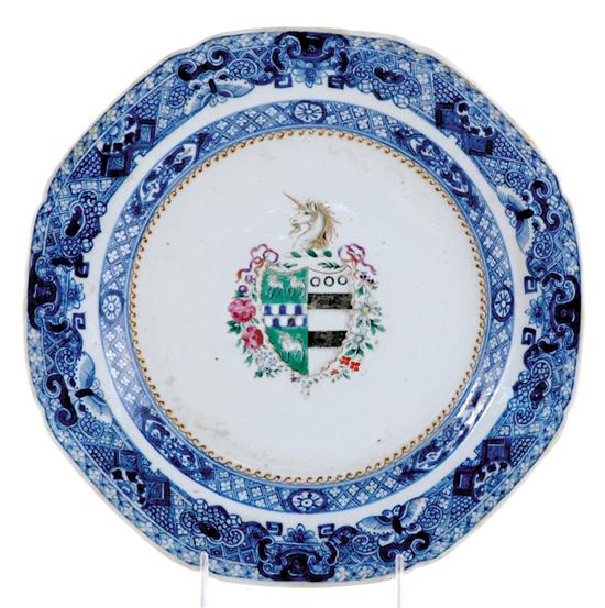 Appraisal: Chinese Export Wilkinson Burdeaux armorial plate circa shaped octagonal rim