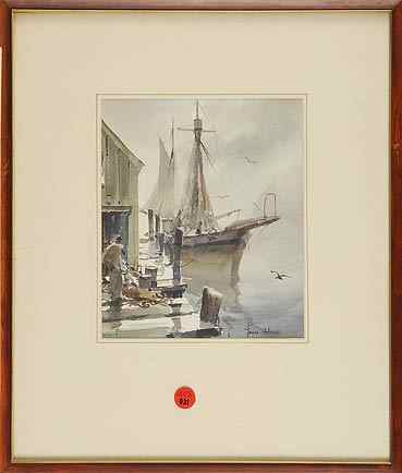 Appraisal: JOHN CUTHBERT HAREAmerican - Reflections - Provincetown Bay'' Signed lower