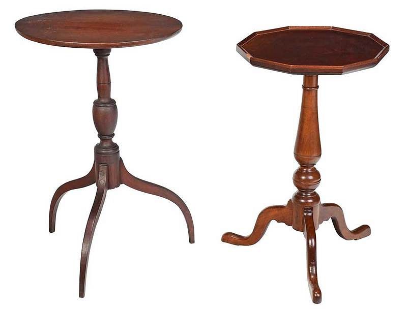 Appraisal: Two Early American Candle Stands Pennsylvania and New England th