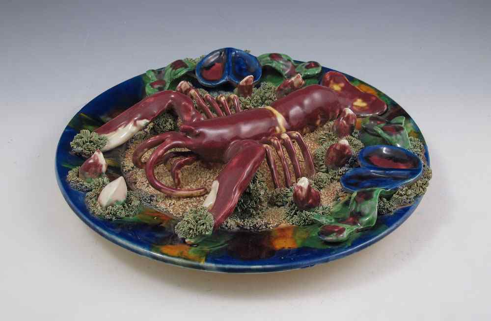 Appraisal: MINTON MAJOLICA CHARGER Palissy type with lobster and shell fish