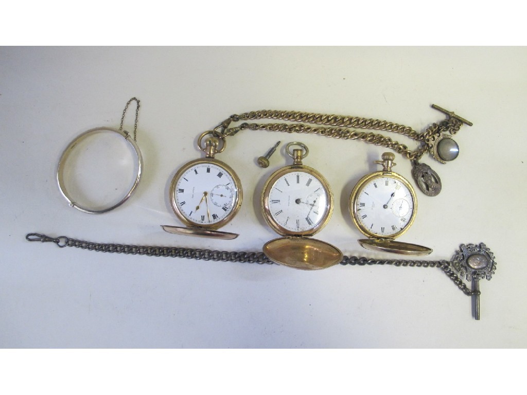 Appraisal: Lot comprising three pocket watches two watch chains and a