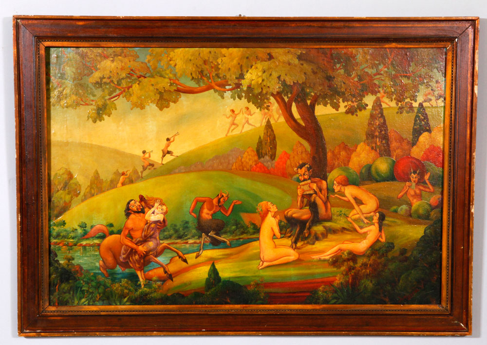 Appraisal: - Satyrs and Women O C Satyrs and women oil