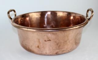 Appraisal: French hand hammered copper candy vat Antique French hand hammered