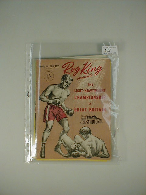 Appraisal: Boxing programmes including Reg King presentations of Yolande Pompey versus