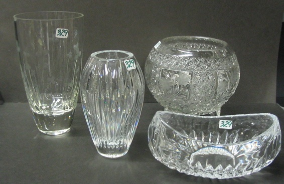 Appraisal: A GROUP OF CUT AND PRESSED GLASS VASES One is