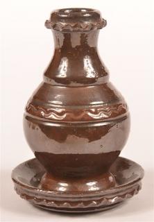 Appraisal: Stahl Redware Manganese Glazed Bud Vase Stahl Redware Pottery Manganese