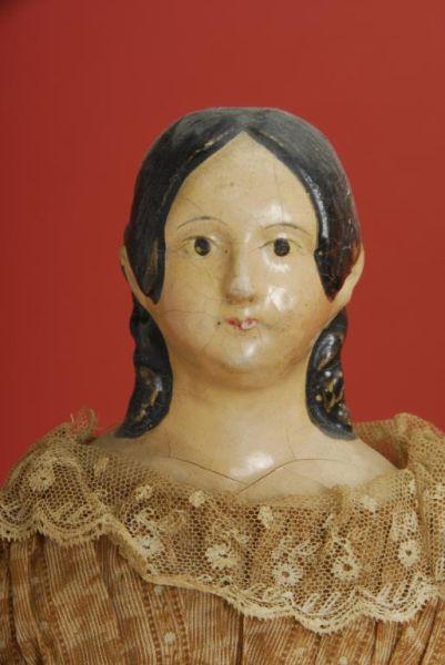 Appraisal: All Original Papier Mache Lady with Long Curls Germany ca