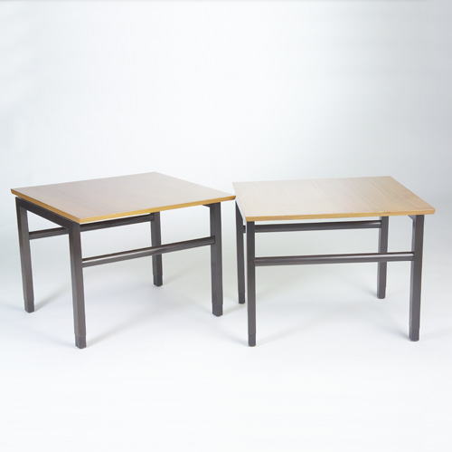 Appraisal: EDWARD WORMLEY DUNBAR Pair of side tables with square walnut