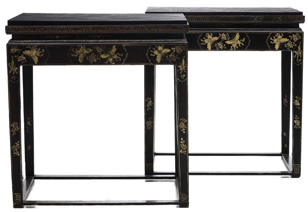 Appraisal: A PAIR LARGE EARLY TH C CHINESE CHINOISERIE STANDS The