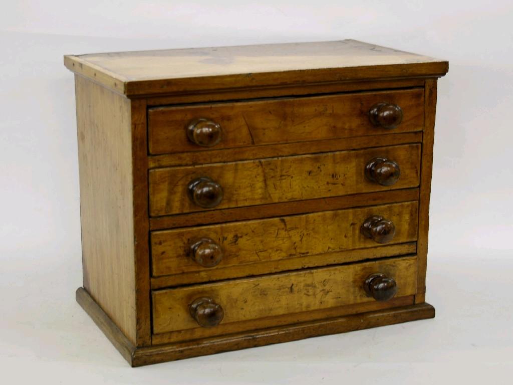 Appraisal: Victorian satin birch collector's four drawer chest each drawer with