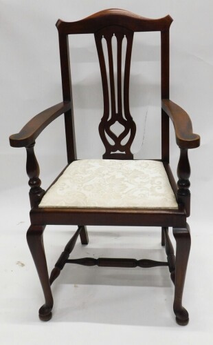 Appraisal: An early thC mahogany open armchair with a pierced vase