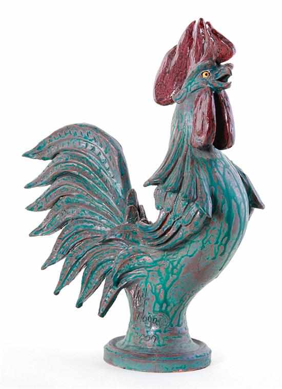 Appraisal: Rex Hogan stoneware rooster Georgia rich glaze on sculpted body