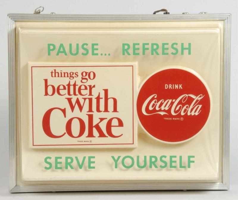 Appraisal: Metal Plastic Coca-Cola Lighted Wall Sign Description s Green letters