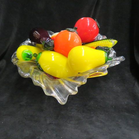 Appraisal: Lot of Italian Art Glass Fruitin a crystal centerpiece bowl