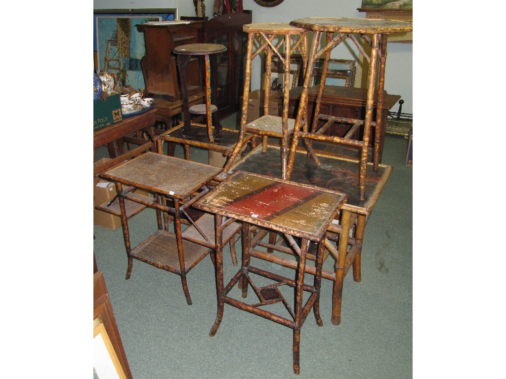 Appraisal: Lot of bamboo furniture and a Penwork plant stand