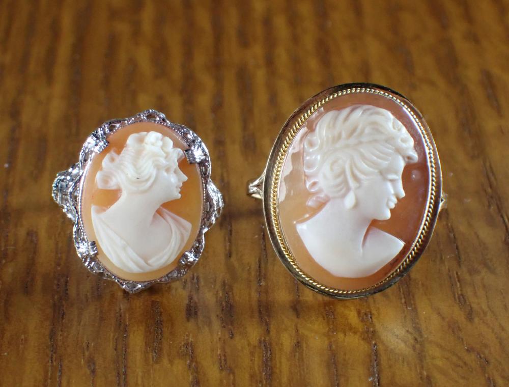 Appraisal: TWO PORTRAIT CAMEO RINGS including a k yellow gold ring