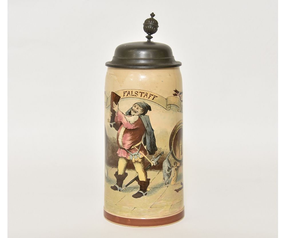 Appraisal: Mettlach Stein Mettlach 'Falstaff' three litre stein h x dia