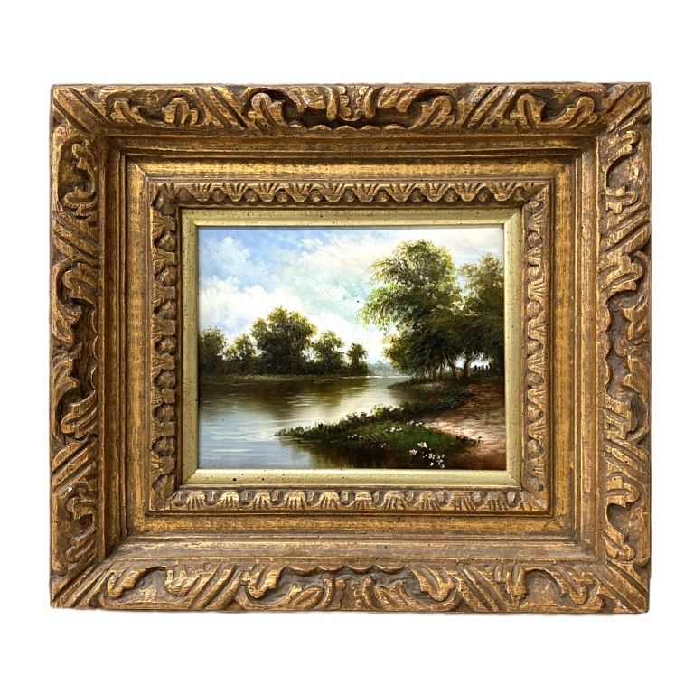 Appraisal: Artist Unknown Creek Scene Artist Unknown Creek Scene oil on