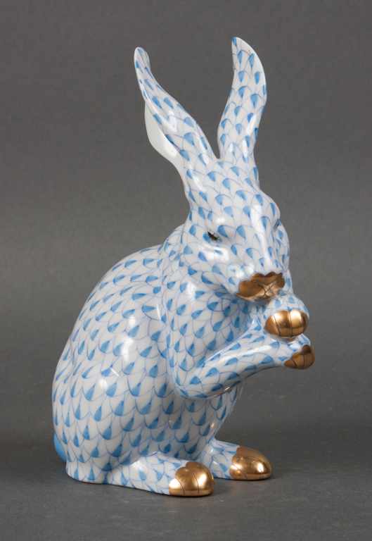 Appraisal: Herend porcelain figural group of a rabbit in the ''Blue