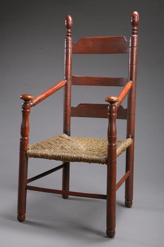 Appraisal: PAINTED PILGRIM CENTURY GREAT CHAIR New England possibly Connecticut -