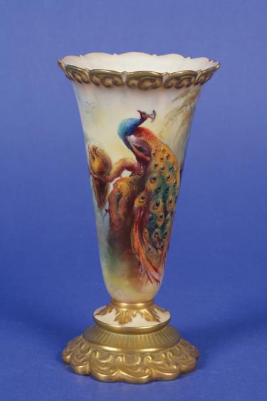 Appraisal: A ROYAL WORCESTER VASE decorated with pheasants in a tree