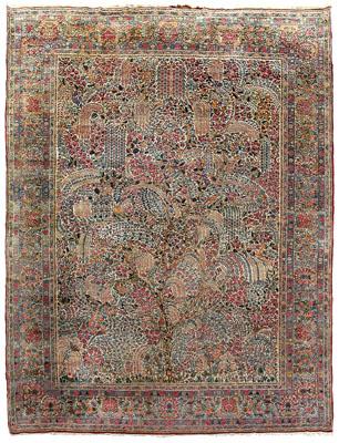 Appraisal: Garden Kerman rug tree of life with elaborate leaf and