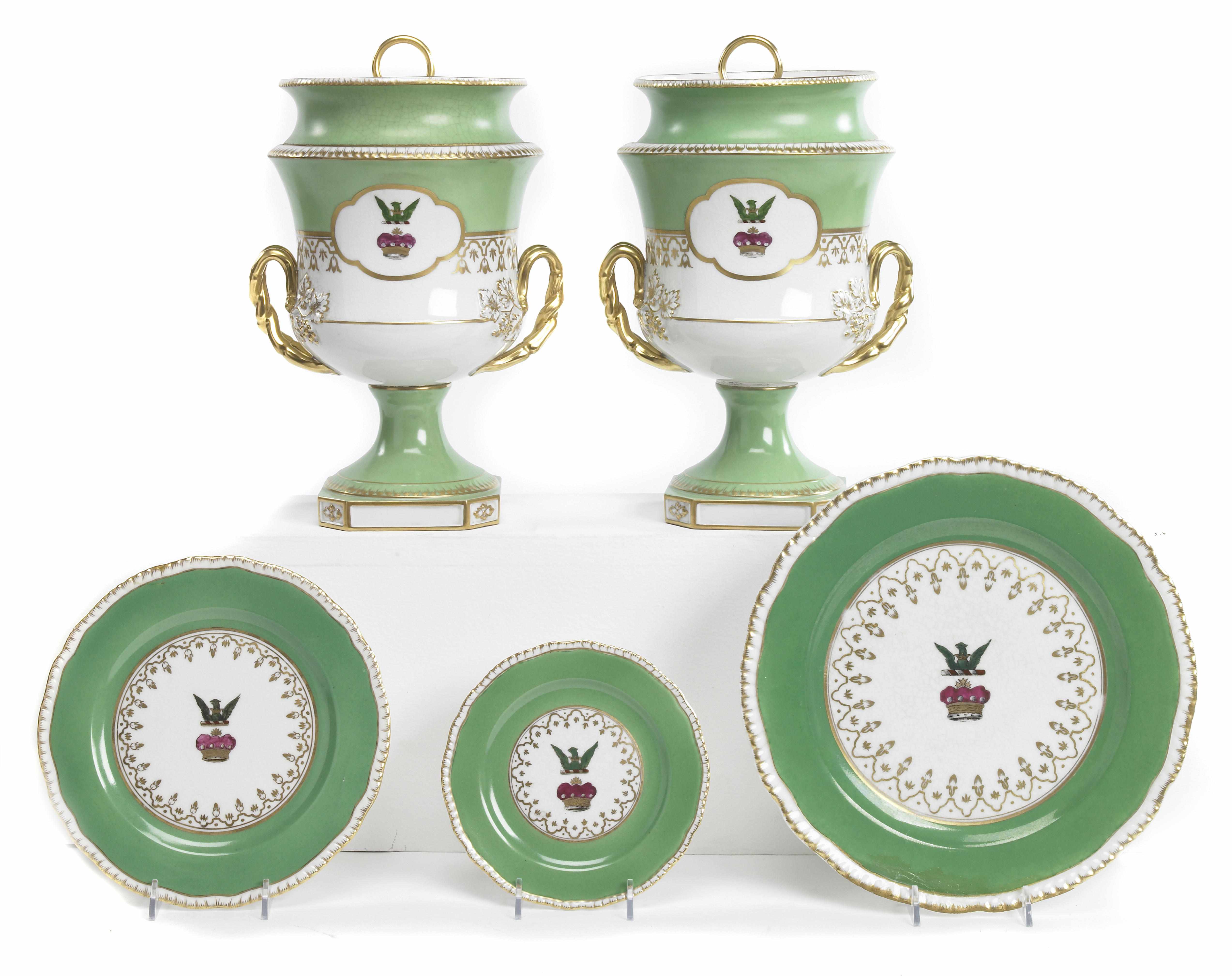 Appraisal: A Continental porcelain armorial dinner service in the English taste